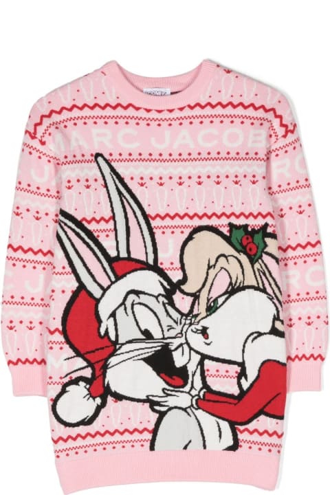 Dresses for Girls Little Marc Jacobs Marc Jacobs X Looney Tunes Abito Fucsia Stampato Tema Christmas In Maglia Bambina