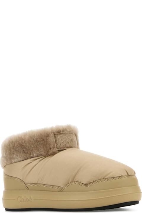 Chloé أحذية برقبة لـ السيدات Chloé Beige Fabric Ankle Boots