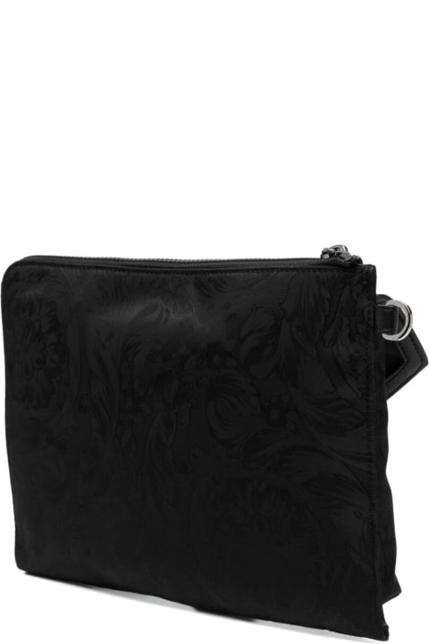 Versace Shoulder Bags for Men Versace Zip Pouch Fabric Nylon Barocco
