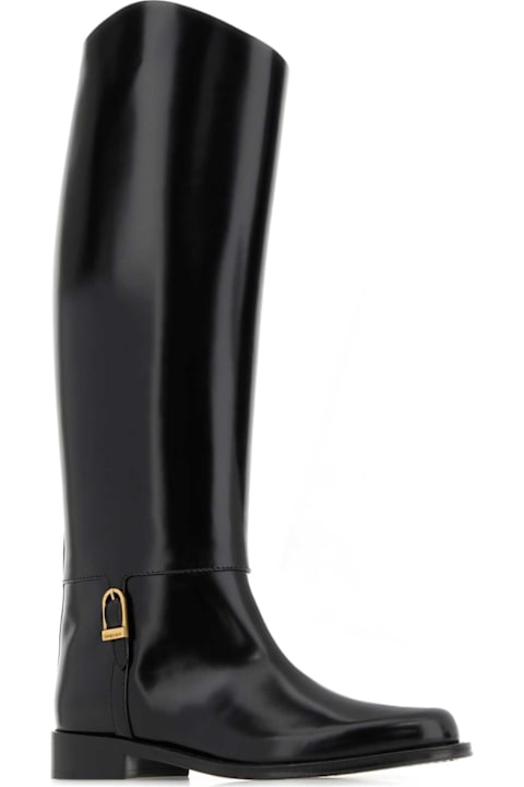 Saint Laurent Black Leather Julia Boots