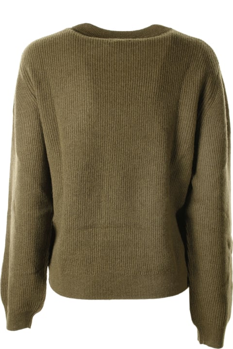 Green Crewneck Sweater With Mini Logo