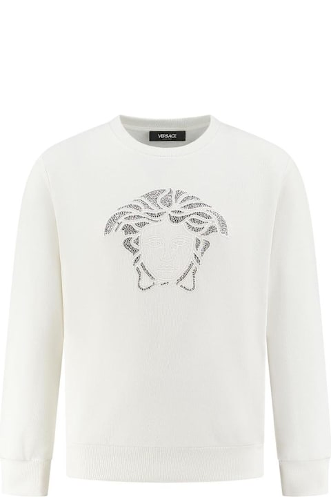 آخر صيحات الموضة من الأطفال Versace Medusa Head Embellished Crewneck Sweatshirt