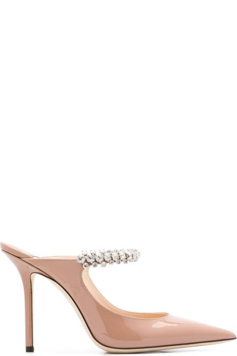 Jimmy Choo for Women Jimmy Choo Woman's Pink Patent Leather Pumps With Crystal Strap Detail