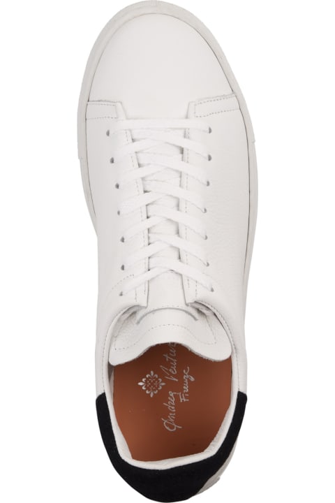 Andrea Ventura Shoes for Men Andrea Ventura Giannutri Sneakers In White Leather With Blue Spoilers