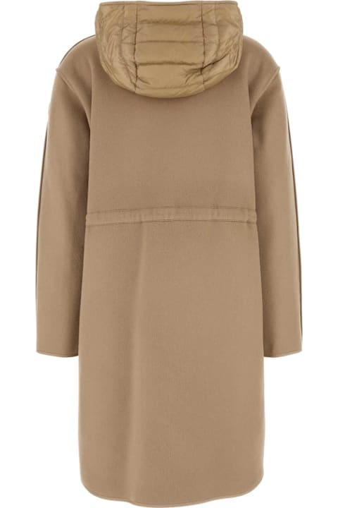 Clothing for Women Moncler Beige Wool Blend Bonrepos Coat