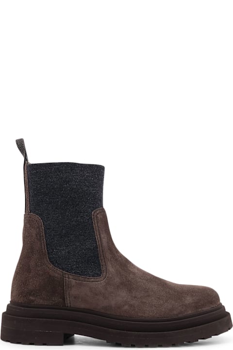 Brunello Cucinelli Boots for Women Brunello Cucinelli Suede Ankle Boots With Monili Detail