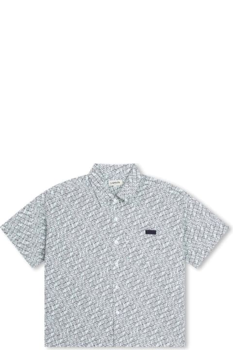 ボーイズ Lanvinのシャツ Lanvin Short Sleeved Shirt With Logo Pattern