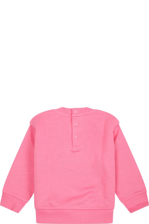 Topwear for Baby Girls Emporio Armani Pink Sweatshirt For Baby Girl With The Smurfs