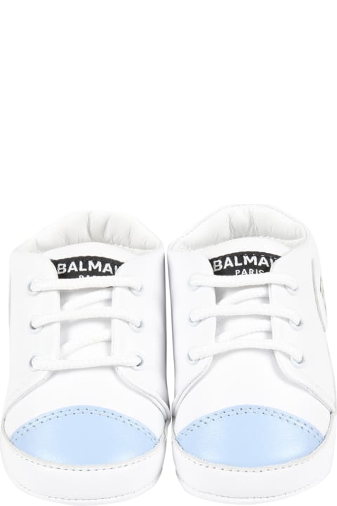 White Shoes For Baby Boy With Logo