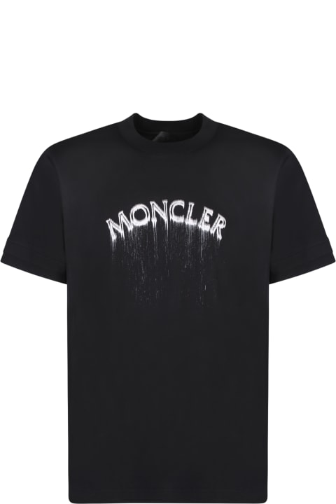 Moncler Topwear for Men Moncler Powder Effect Black Logo T-shirt