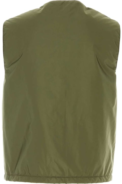 vans vn0a3hyj type stacker oversized mens pullover hoodie white black for Men Prada Army Green Nylon Sleeveless Padded Jacket