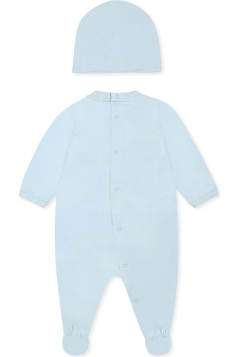 Moschino for Kids Moschino Light Blue Babygrow Set For Baby Boy With Teddy Bears