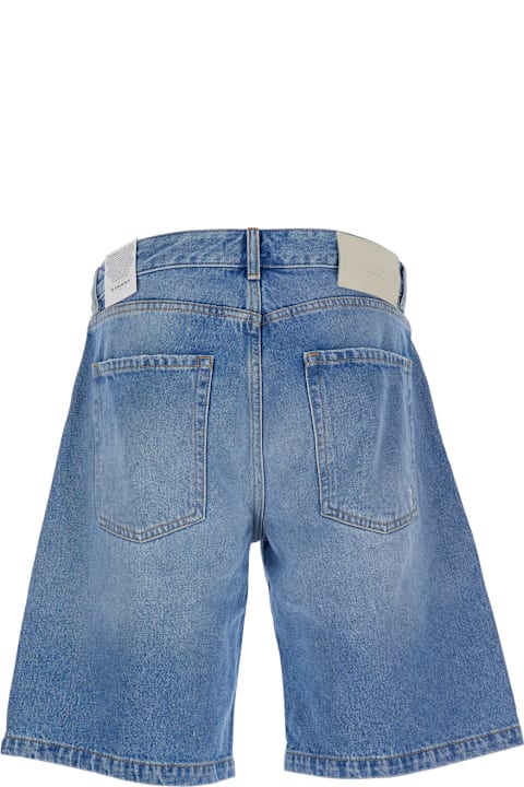 インテリア Icon Denim Light Blue Bermuda Pants With Wide Leg And Logo Patch On The Rear In Denim Man