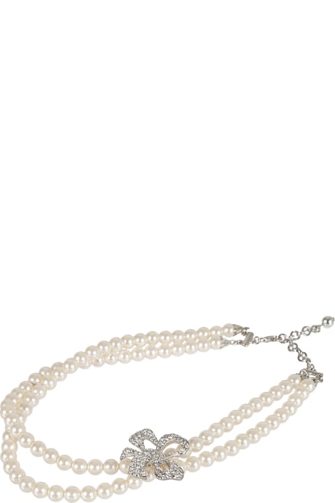 Alessandra Rich Necklaces for Women Alessandra Rich Bow Detail Pearl Embellished Necklace
