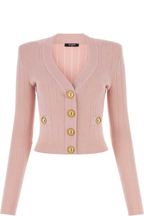 Fleeces & Tracksuits for Women Balmain Pink Viscose Blend Cardigan