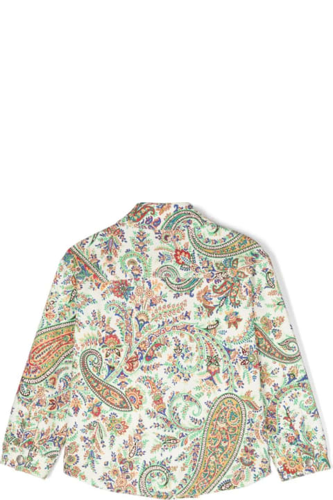 Etro Coats & Jackets for Girls Etro White Denim Jacket With Multicolour Paisley Pattern