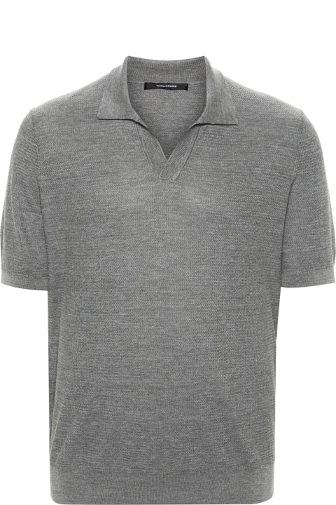 Tagliatore Topwear for Men Tagliatore Gray Polo Shirt With Short Sleeves