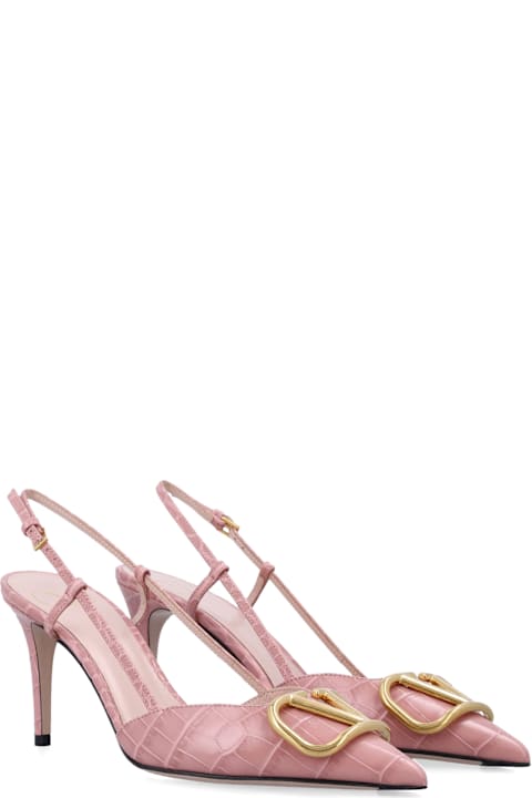 Valentino Garavani Printed Leather Vlogo Slingback Pumps