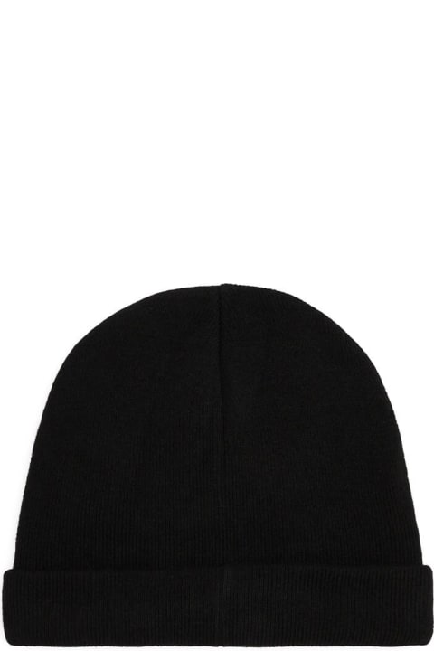 Hats for Men Emporio Armani Black Ribbed Beanie