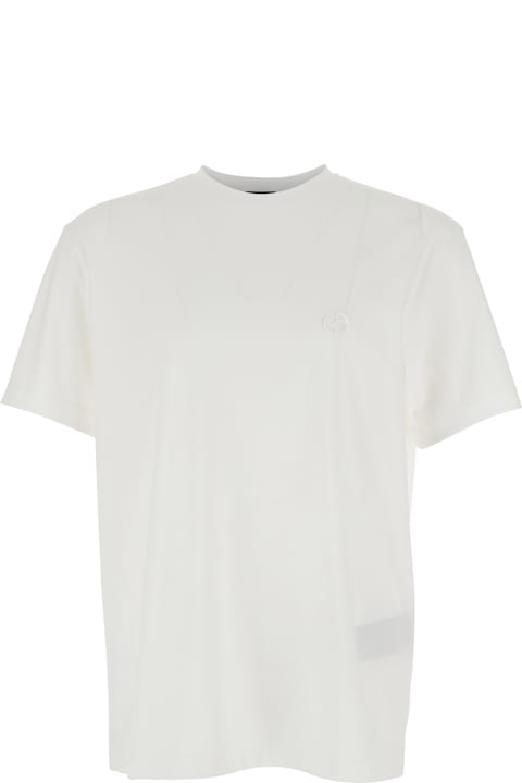 Giorgio Armani لـ Kids Giorgio Armani White T-shirt With Embroidered Logo On The Front In Cotton Man