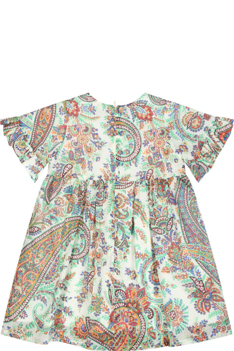 Sale for Baby Boys Etro Elegant Ivory Dress For Baby Girl With Paisley Pattern