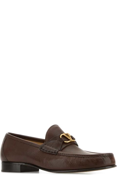 Homeware Valentino Garavani Brown Leather Vlogo Loafers