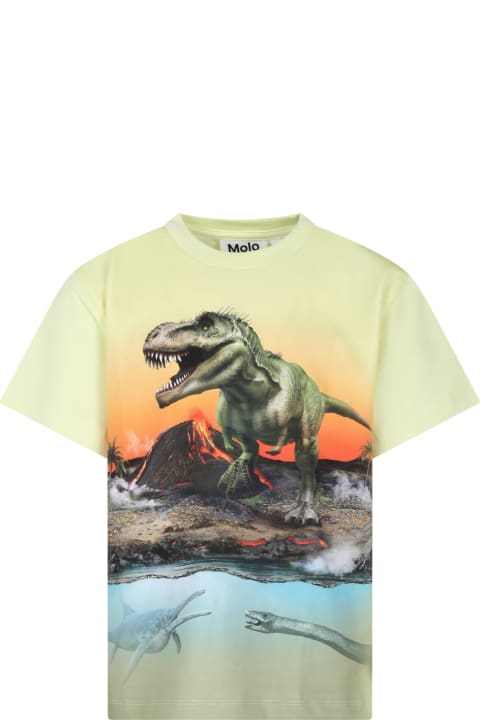 Molo T-Shirts & Polo Shirts for Boys Molo Yellow T-shirt For Boy With Dinosaur Print