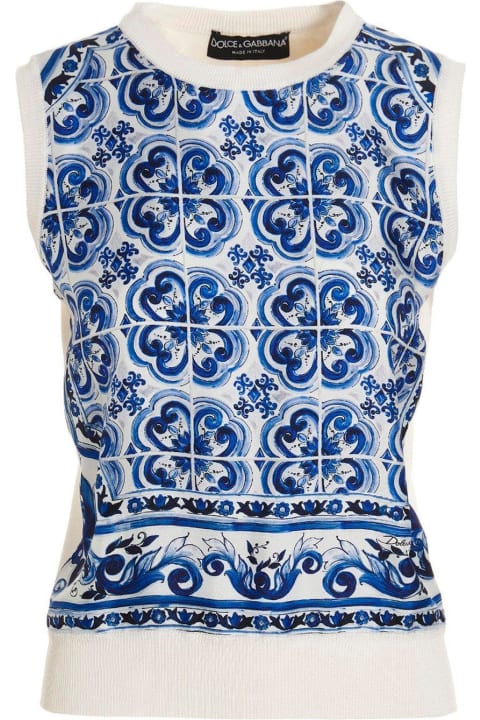Dolce & Gabbana Topwear for Women Dolce & Gabbana Pattern Print Sleeveless Knitted Top