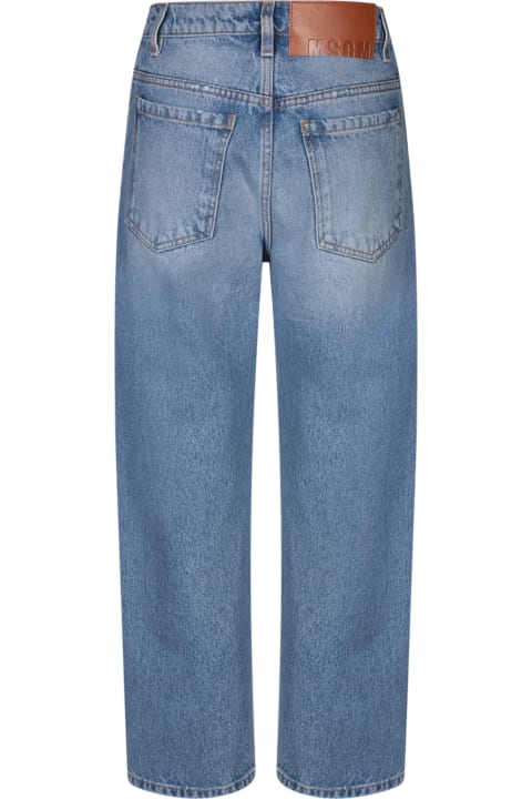 ウィメンズ MSGMのデニム MSGM Rhinestone Patch Blue Jeans