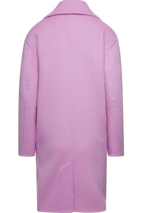 Baby Pink Double-breasted Coat In Wool And Mohair Woman Bottega Veneta