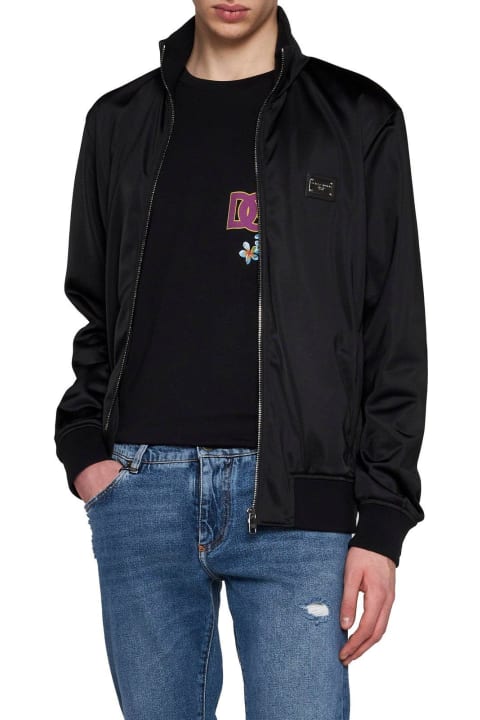 Coats & Jackets for Men Dolce & Gabbana Logo Plaque Zipped Track Jacket