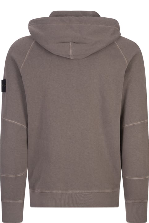 Sweaters for Men Stone Island Dove Zip-up Hoodie With 'old' Treatment