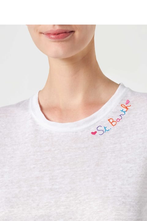 Homeware MC2 Saint Barth Cotton T-shirt With Love St. Barth Embroidery