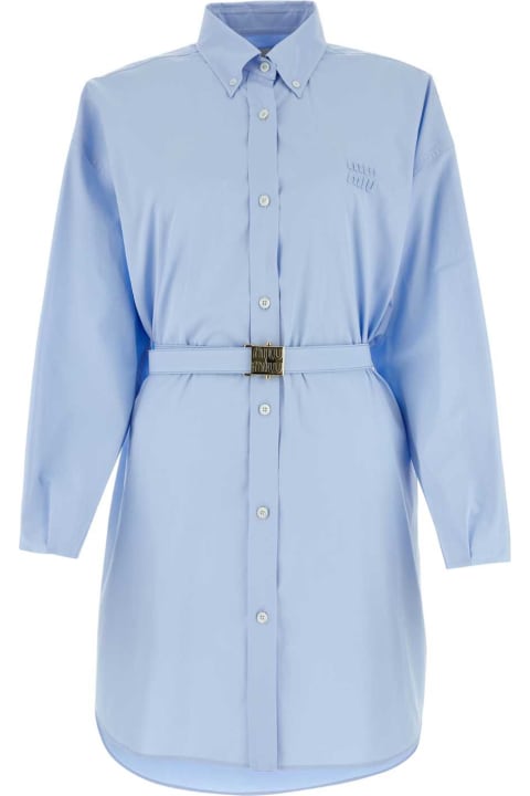 Miu Miu Sale for Women Miu Miu Light Blue Poplin Shirt Dress