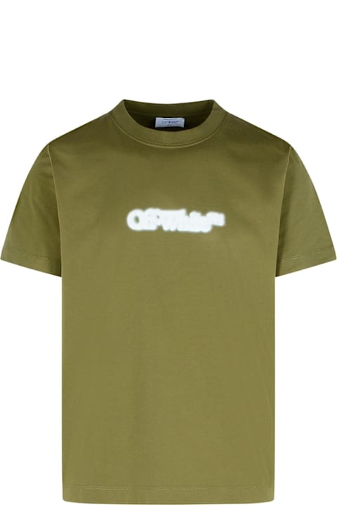 Off-White Clothing for Men Off-White 'spray Arrow' Green Cotton T-shirt