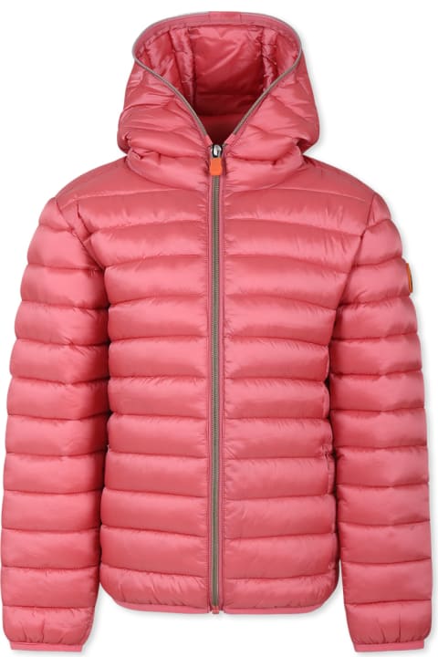 Homeware Save the Duck Pink Down Jacket For Girl With Logo