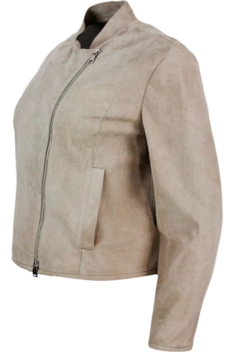 Antonelli Coats & Jackets for Women Antonelli Biker Jacket Made Of Soft Suede. Side Zip Closure And Pockets On The Front