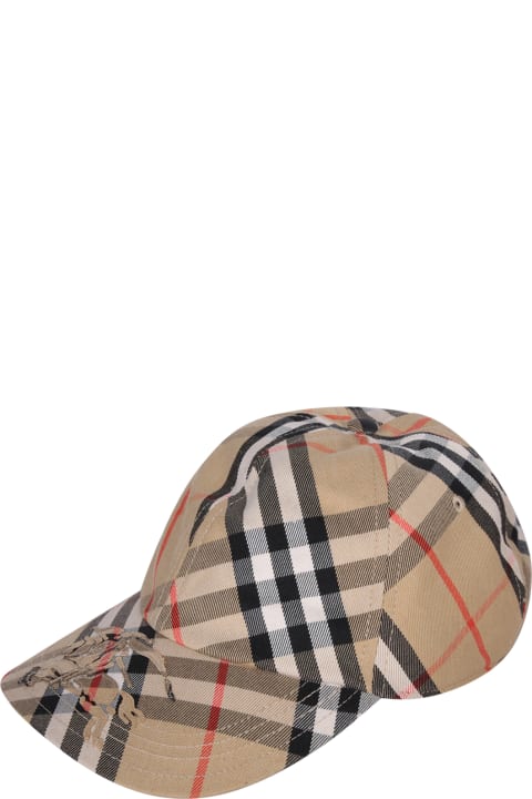 Hats for Women Burberry Bias Check Baseball Cap