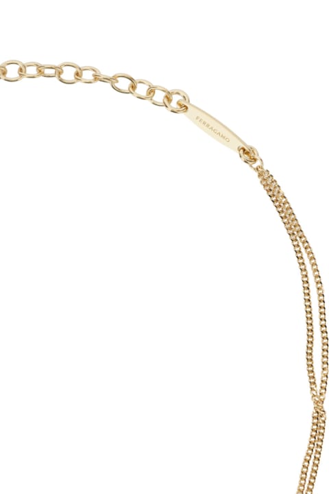 Homeware Ferragamo Gold Tone Necklace With Gancini Pendant In Brass Woman