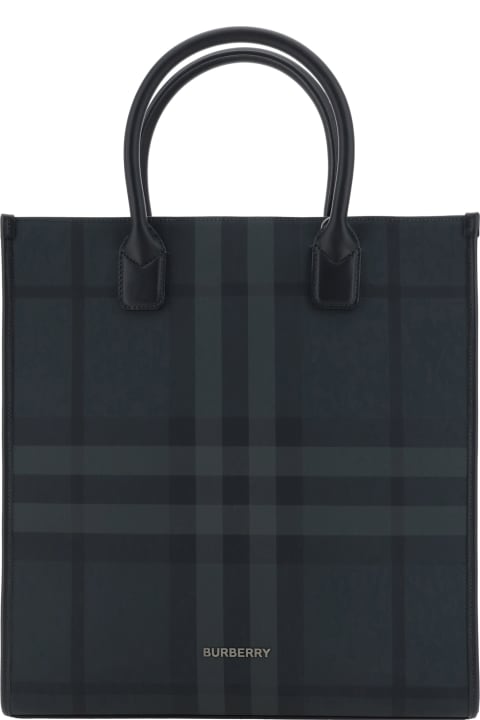 Bags for Women Burberry Round Top Handle Checked Tote