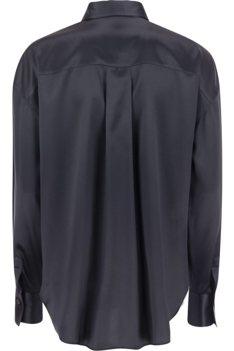 Brunello Cucinelli Topwear for Women Brunello Cucinelli Stretch Silk Satin Shirt With Shiny Pockets