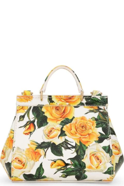 ウィメンズ新着アイテム Dolce & Gabbana Sicily Mini Hand Bag With Yellow Rose Print