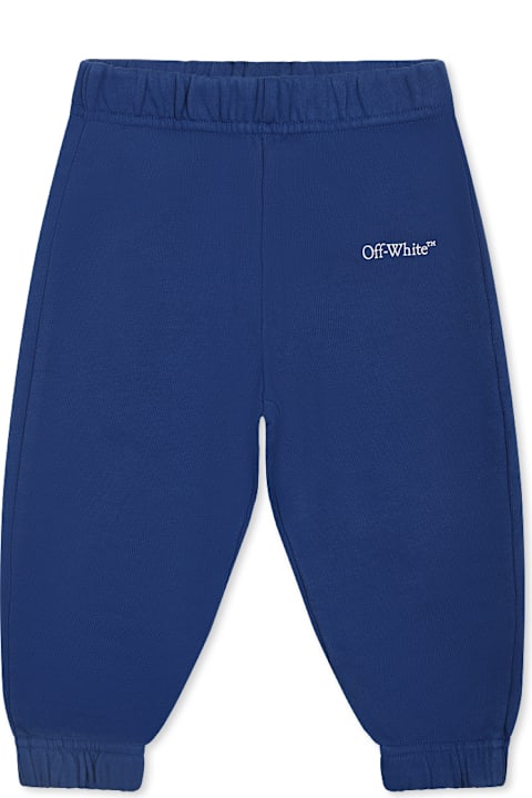 Bottoms for Baby Boys Off-White Blue Trousers For Baby Boy With Logo