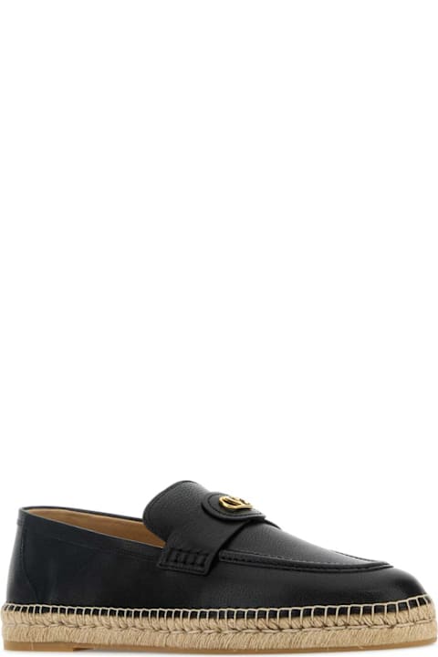أدوات منزلية Valentino Garavani Black Leather Vlogo Espadrilles