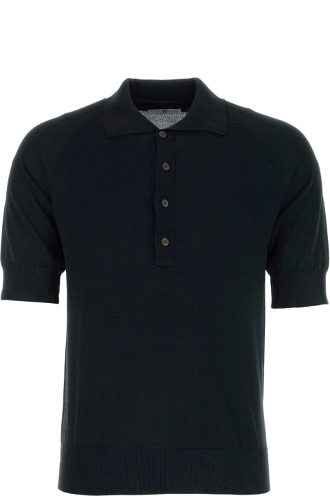 PT01 Clothing for Men PT01 Black Cotton Blend Polo Shirt