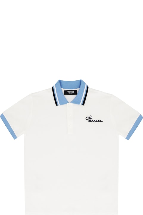 Young Versace T-Shirts & Polo Shirts for Boys Young Versace Short Sleeve Cotton Polo Shirt