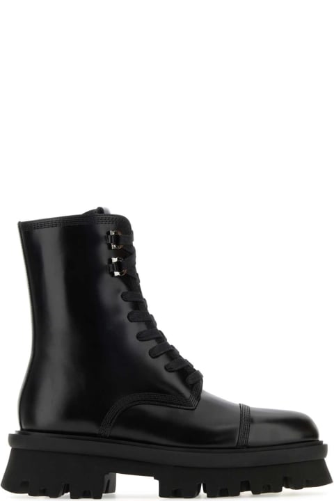 Ferragamo Boots for Women Ferragamo Black Leather Kira Ankle Boots