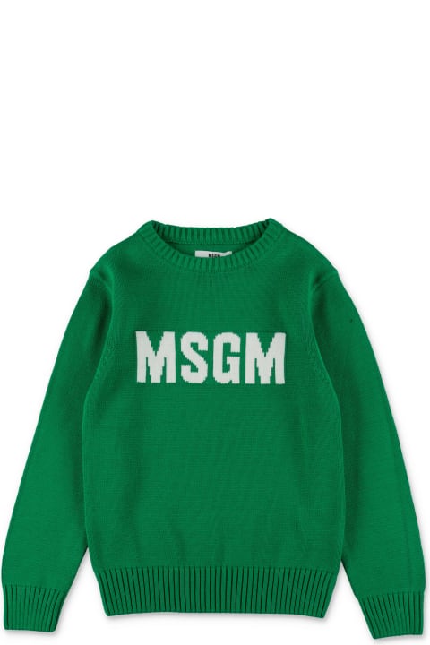 ボーイズ ニットウェア＆スウェットシャツ MSGM Msgm Pullover Verde In Maglia Di Cotone Bambino