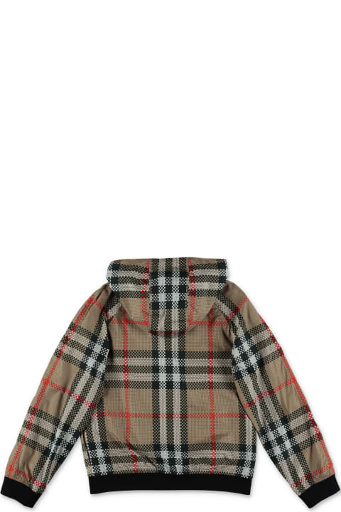 Coats & Jackets for Boys Burberry Burberry Giubbino Troy Check In Nylon Con Cappuccio Bambino