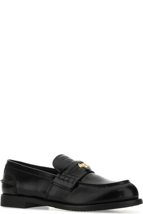 Flat Shoes for Women Miu Miu Black Leather Loafers